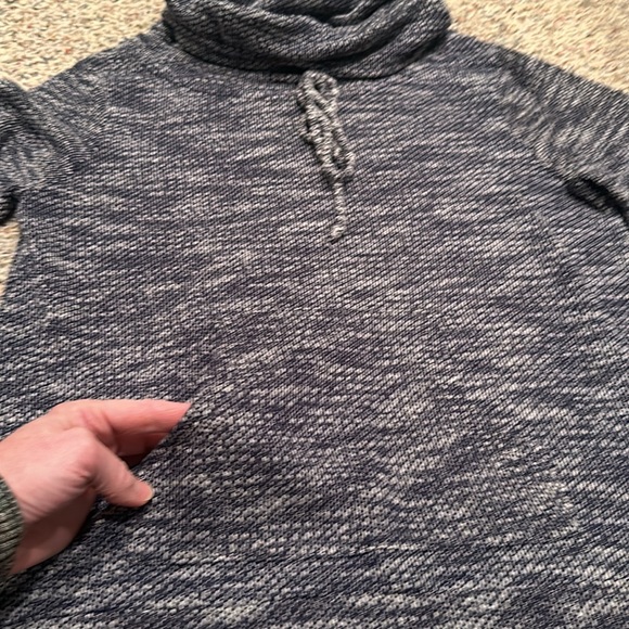 Space Dyed French Terry Knit Cowl Neck Pullover w/ kangaroo pocket - Picture 2 of 4